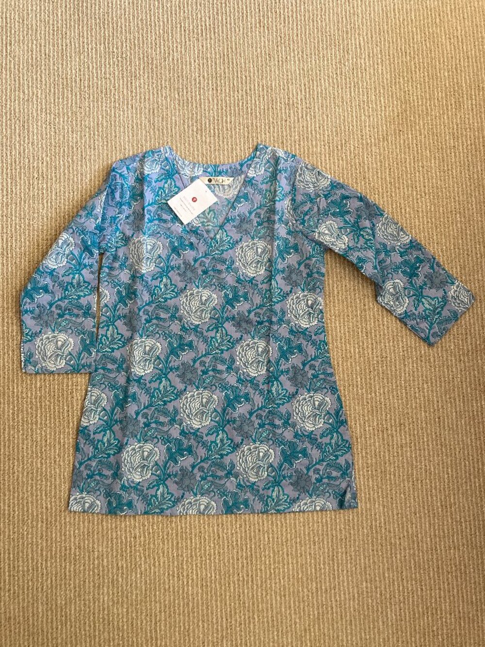 Bagh India Hand-crafted Print Short Kurti Tunic Top NWT Sz XS